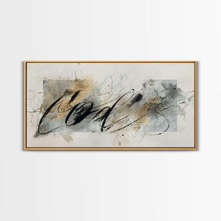 Romantic Handwritten Marks Without Readable Words Canvas Print, Calligraphy Art, Bedroom Wall Decor, Living Room Decor, Script, CAL-2x1-11