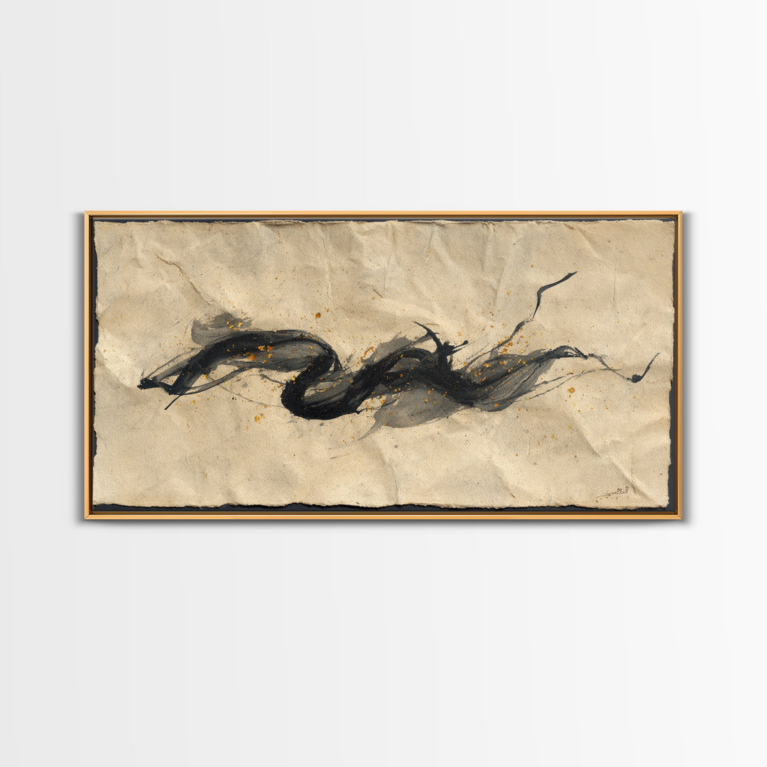 Abstract Prayer Flag of Brush Marks Framed Canvas Print, Calligraphy Art, Digital Prints, Living Room Decor, Fine Art, Script, CAL-2x1-43