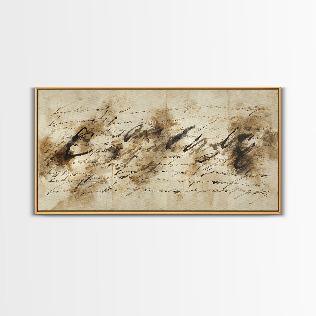 Expressive Musical Rhythm Painted as Ink Strokes Canvas Print, Calligraphy Art, Textured Painting, Living Room Decor, Script, CAL-2x1-44