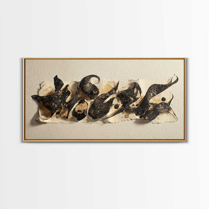 Calligraphic Bird Shape Formed from Flowing Lines Canvas Print, Calligraphy Art, Painting, Living Room Decor, Fine Art, Script, CAL-2x1-52