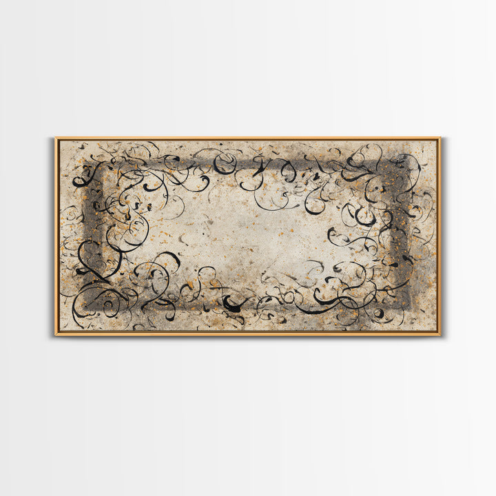Ornamental Frame of Flourished Pen Curves Canvas Print, Calligraphy Art, Room Decor, Living Room Decor, Fine Art, Script, CAL-2x1-62