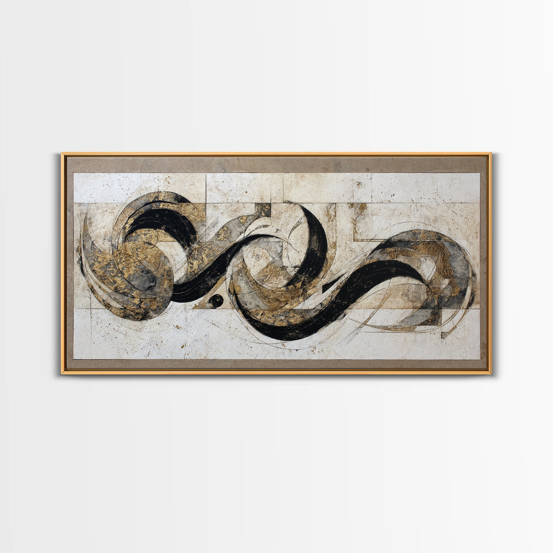 Arabic Ornamental Curves as Non Readable Art Canvas Print, Calligraphy Art, Wall Art Printable, Living Room Decor, Script, CAL-2x1-71