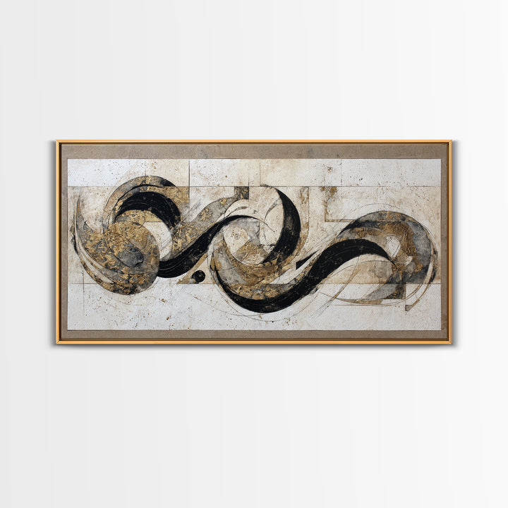 Arabic Ornamental Curves as Non Readable Art Canvas Print, Calligraphy Art, Wall Art Printable, Living Room Decor, Script, CAL-2x1-71