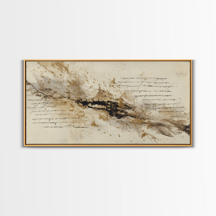 Romantic Handwritten Marks Without Readable Words Canvas Print, Calligraphy Art, Contemporary Art, Living Room Decor, Script, CAL-2x1-83