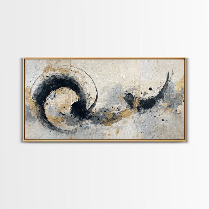 Crescent Moon Made from Elegant Ink Swashes Canvas Print, Calligraphy Art, Digital Print, Living Room Decor, Fine Art, Script, CAL-2x1-89