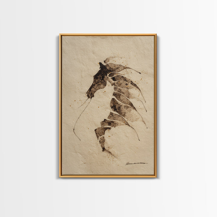 Calligraphic Horse Silhouette Made from One Line Framed Canvas Print, Calligraphy Art, Wall Art, Living Room Decor, Script, CAL-2x3-1