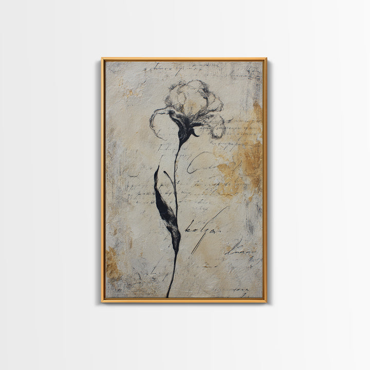 Single Elegant Flourish Shaped Like a Flower Framed Canvas Print, Calligraphy Art, Wall Decor, Living Room Decor, Script, CAL-2x3-13