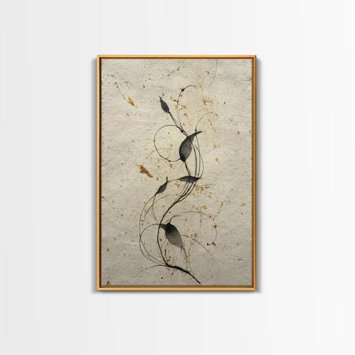 Floral Vine Created from Graceful Script Like Canvas Print, Calligraphy Art, Neutral Decor, Living Room Decor, Script, CAL-2x3-19