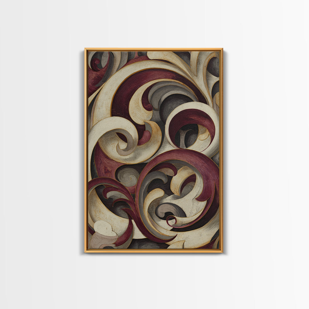 Ornamental Frame of Flourished Pen Curves Framed Canvas Print, Calligraphy Art, Boho Decor, Living Room Decor, Fine Art, Script, CAL-2x3-2