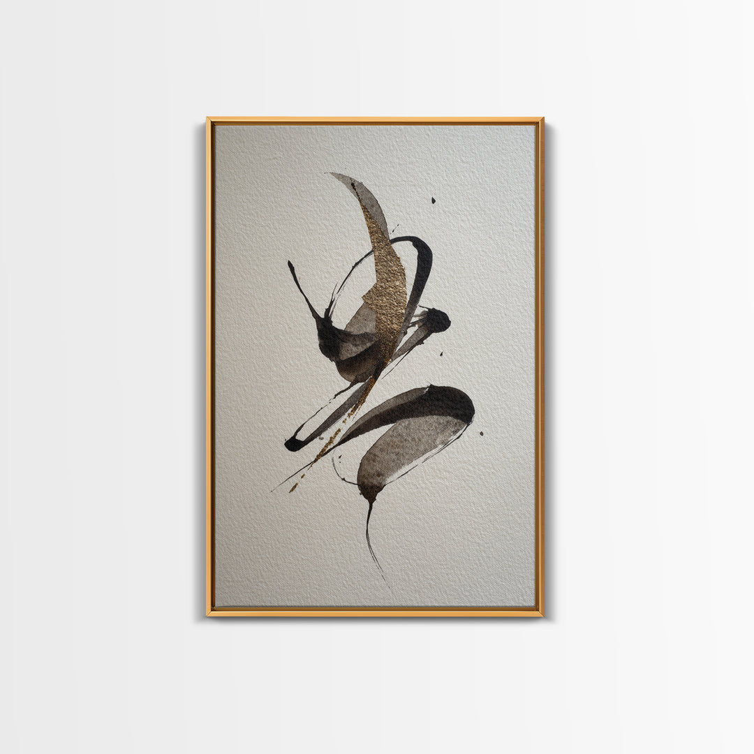 Calligraphic Bird Shape Formed from Flowing Lines Canvas Print, Calligraphy Art, Fine Art Print, Living Room Decor, Script, CAL-2x3-40
