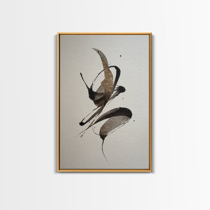 Calligraphic Bird Shape Formed from Flowing Lines Canvas Print, Calligraphy Art, Fine Art Print, Living Room Decor, Script, CAL-2x3-40