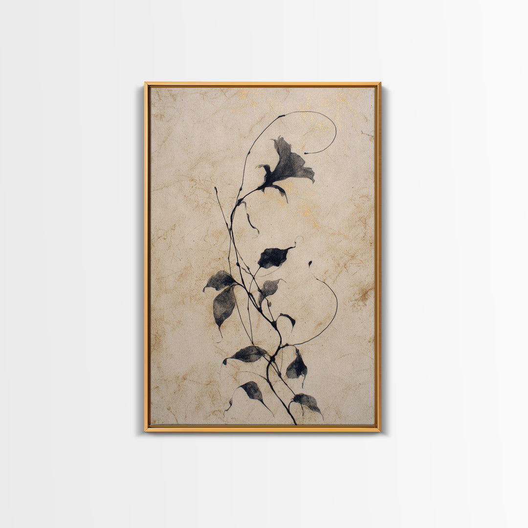 Floral Vine Created from Graceful Script Like Canvas Print, Calligraphy Art, Contemporary Art, Living Room Decor, Script, CAL-2x3-43