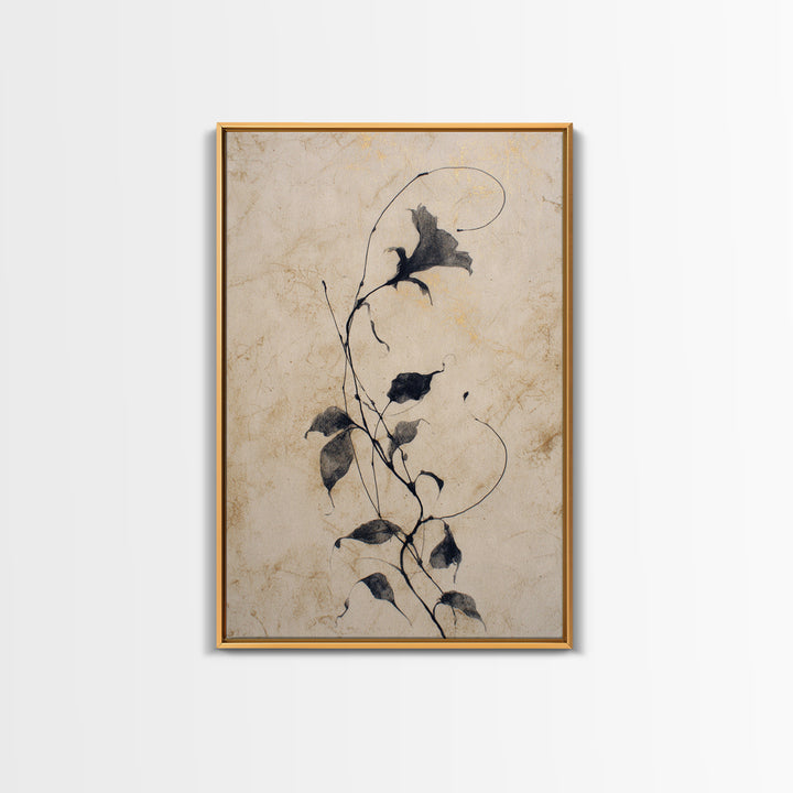 Floral Vine Created from Graceful Script Like Canvas Print, Calligraphy Art, Contemporary Art, Living Room Decor, Script, CAL-2x3-43