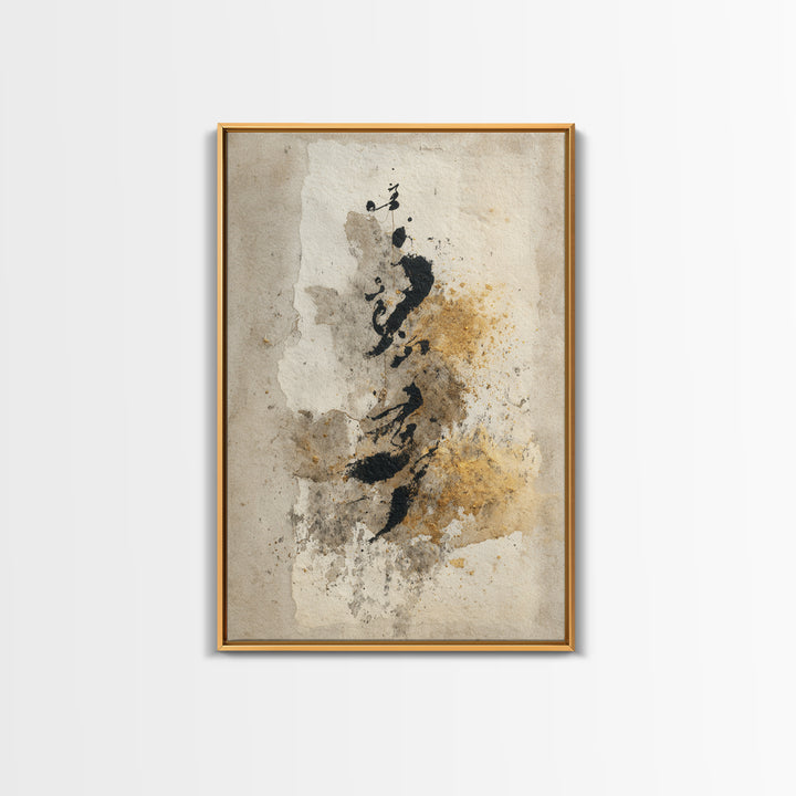 Romantic Handwritten Marks Without Readable Words Framed Canvas Print, Calligraphy Art, Wall Art, Living Room Decor, Script, CAL-2x3-47
