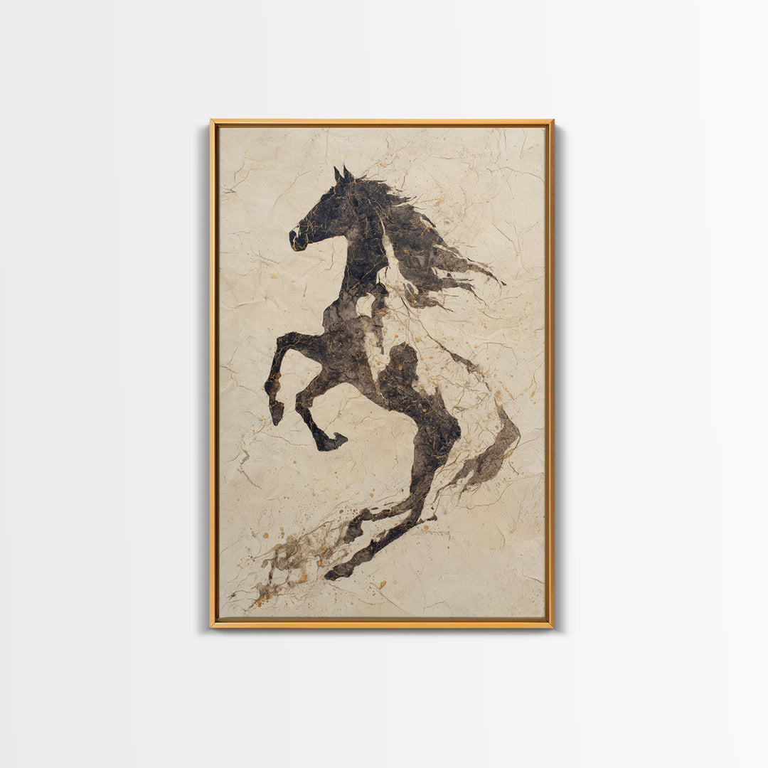 Calligraphic Horse Silhouette Made from One Line Canvas Print, Calligraphy Art, Prints, Living Room Decor, Fine Art, Script, CAL-2x3-49