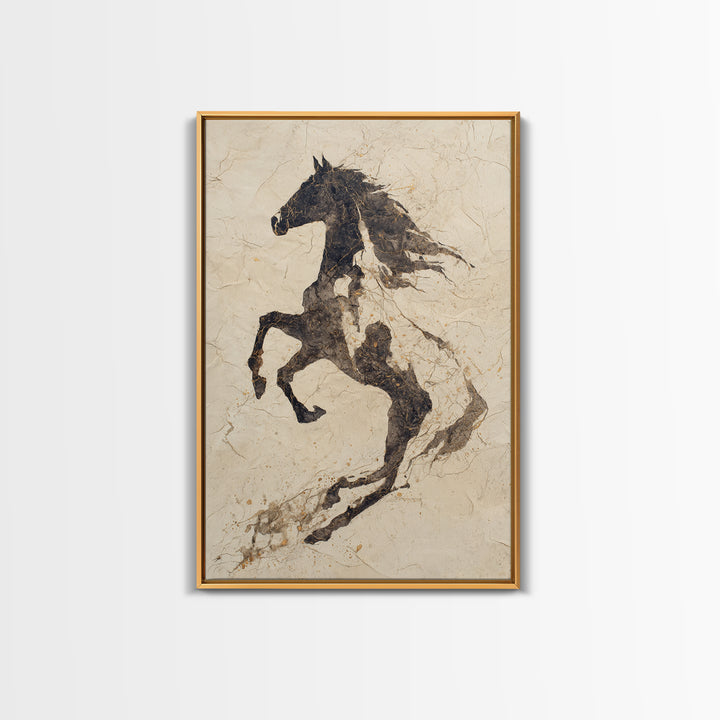 Calligraphic Horse Silhouette Made from One Line Canvas Print, Calligraphy Art, Prints, Living Room Decor, Fine Art, Script, CAL-2x3-49