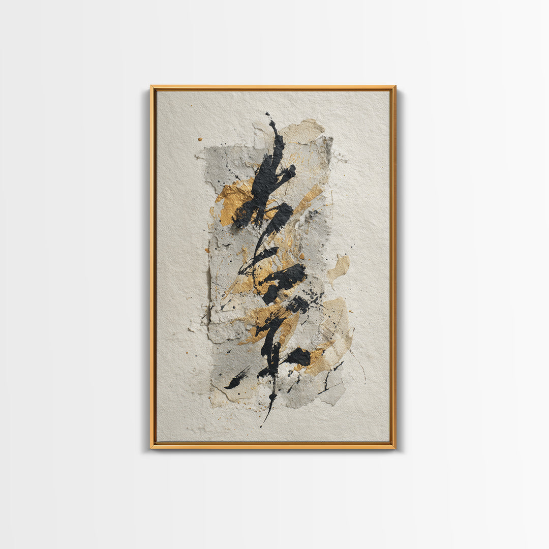 Expressive Musical Rhythm Painted as Ink Strokes Canvas Print, Calligraphy Art, Neutral Decor, Living Room Decor, Script, CAL-2x3-56