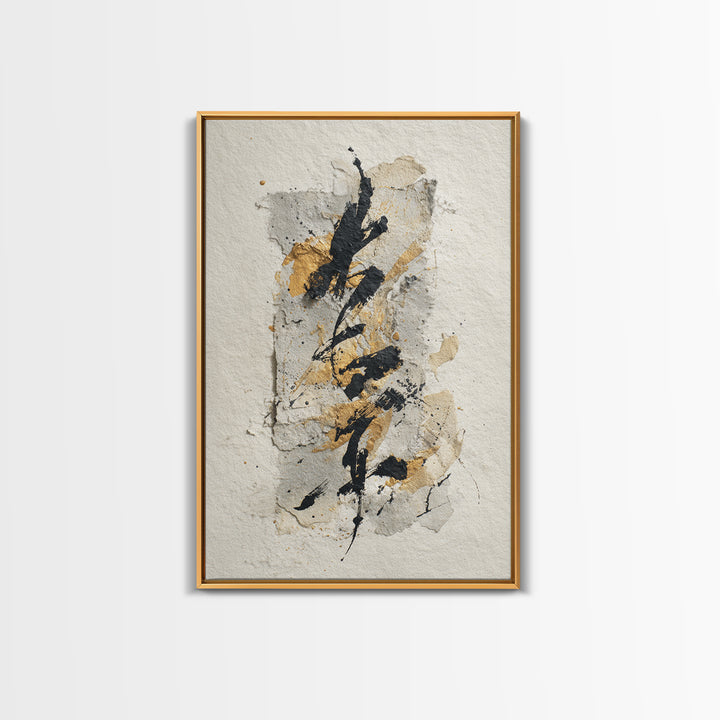 Expressive Musical Rhythm Painted as Ink Strokes Canvas Print, Calligraphy Art, Neutral Decor, Living Room Decor, Script, CAL-2x3-56