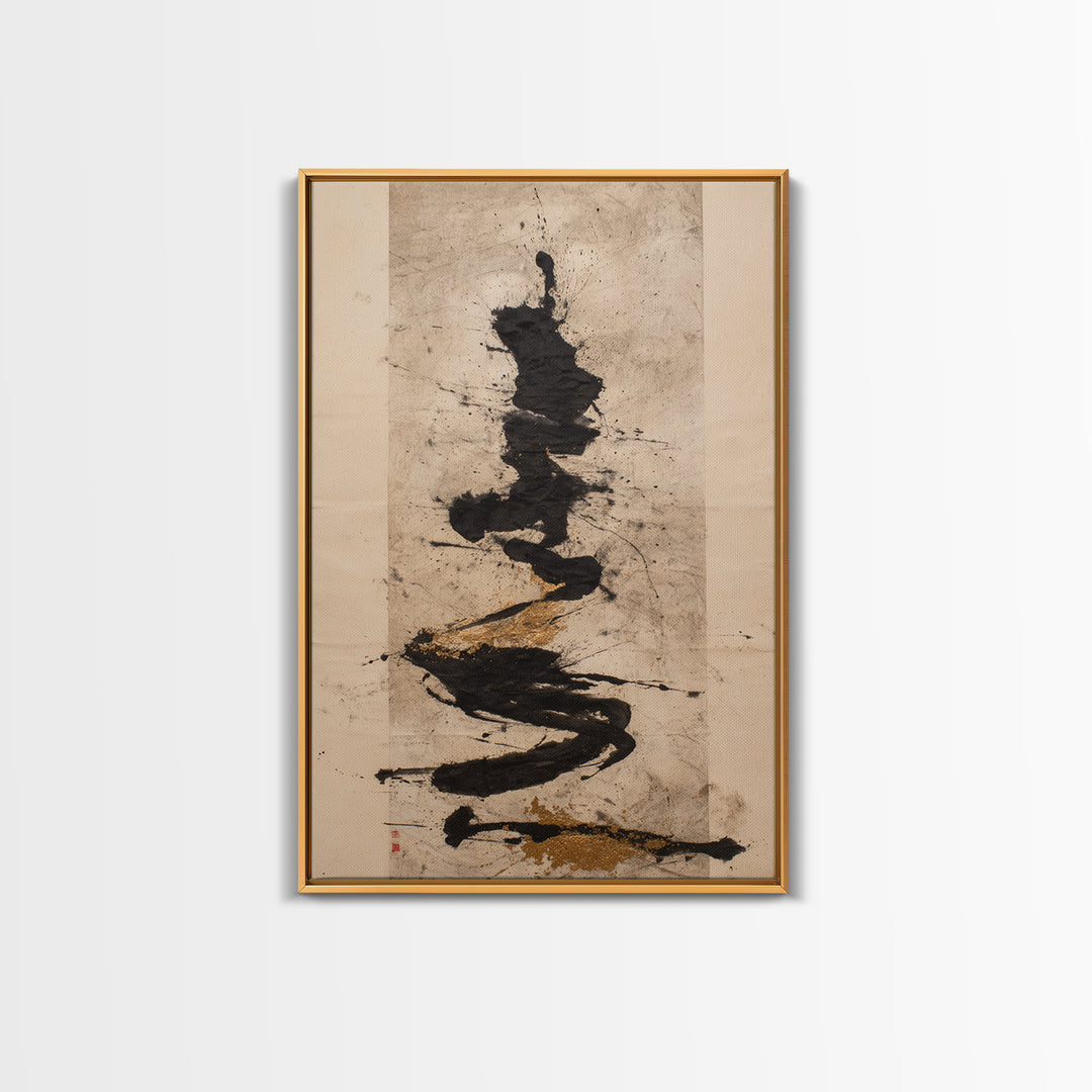 Large Sweeping Black Ink Gesture Like a Canvas Print, Calligraphy Art, Wall Art Print, Living Room Decor, Fine Art, Script, CAL-2x3-57