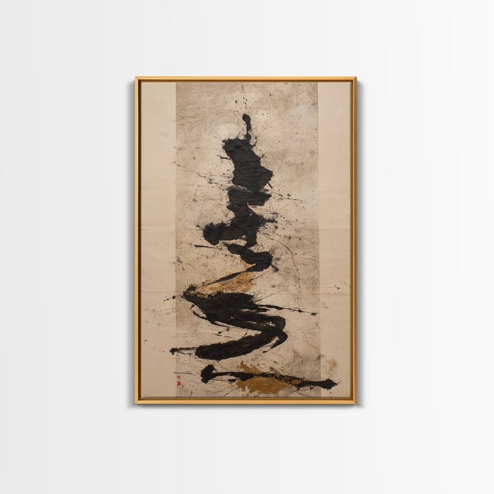 Large Sweeping Black Ink Gesture Like a Canvas Print, Calligraphy Art, Wall Art Print, Living Room Decor, Fine Art, Script, CAL-2x3-57