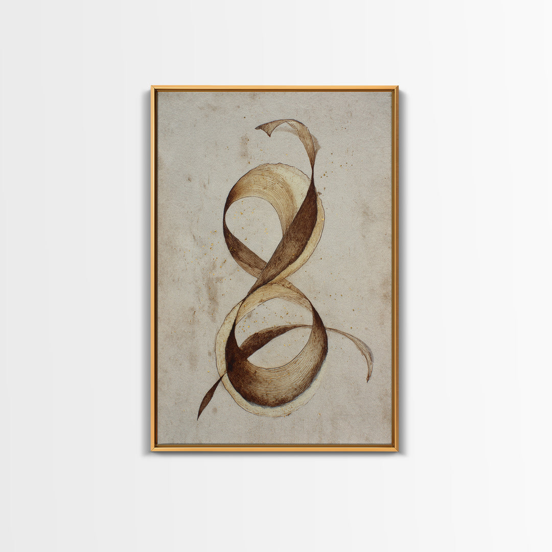 Arabic Ornamental Curves as Non Readable Art Framed Canvas Print, Calligraphy Art, Wall Decor, Living Room Decor, Script, CAL-2x3-59