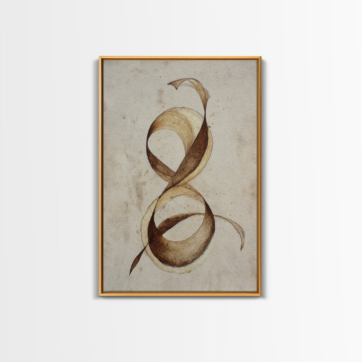 Arabic Ornamental Curves as Non Readable Art Framed Canvas Print, Calligraphy Art, Wall Decor, Living Room Decor, Script, CAL-2x3-59
