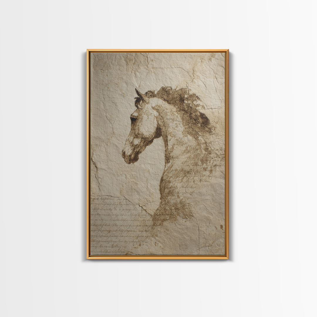 Calligraphic Horse Silhouette Made from One Line Canvas Print, Calligraphy Art, Printable Art, Living Room Decor, Script, CAL-2x3-73