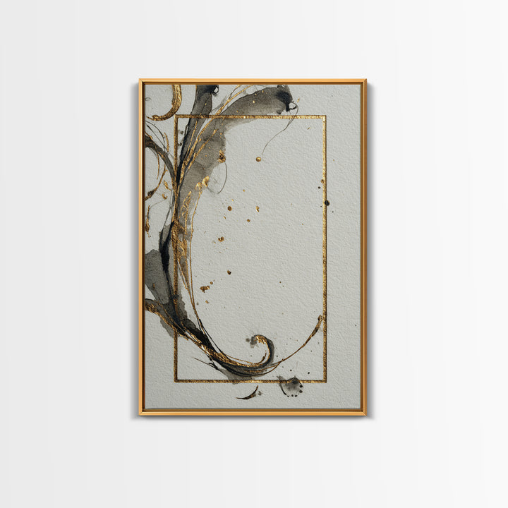 Ornamental Frame of Flourished Pen Curves Framed Canvas Print, Calligraphy Art, Wall Decor, Living Room Decor, Fine Art, Script, CAL-2x3-74
