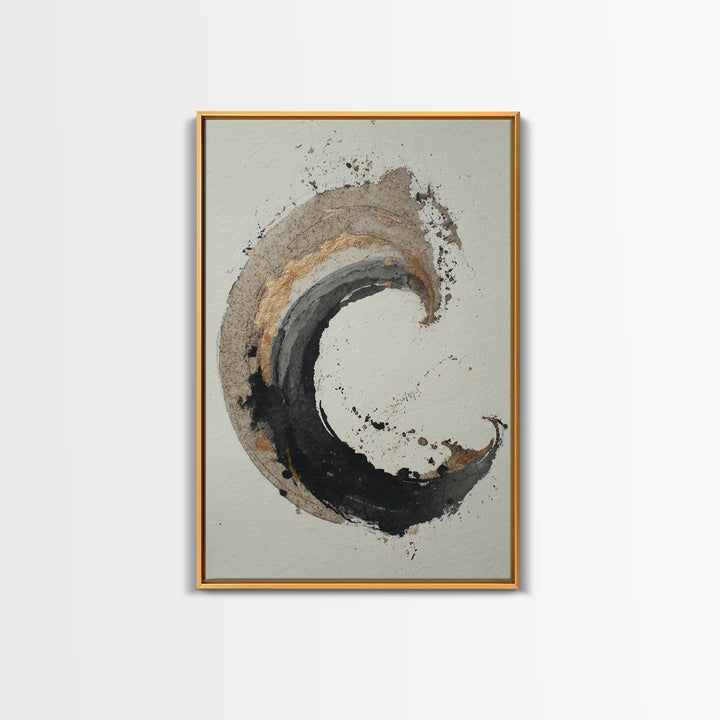 Crescent Moon Made from Elegant Ink Swashes Canvas Print, Calligraphy Art, Calligraphy, Living Room Decor, Fine Art, Script, CAL-2x3-77