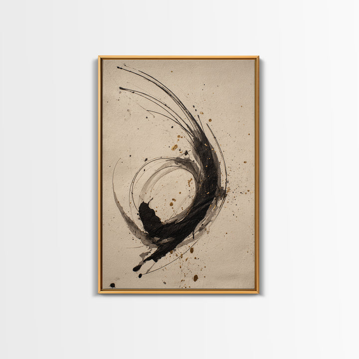 Large Sweeping Black Ink Gesture Like a Canvas Print, Calligraphy Art, Wall Art Print, Living Room Decor, Fine Art, Script, CAL-2x3-81