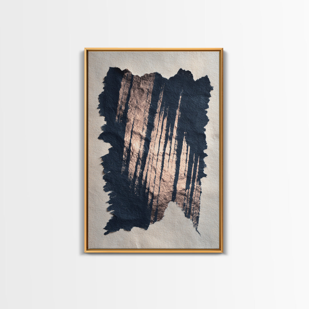 Layered Copper Ink Strokes on Dark Navy Canvas Print, Calligraphy Art, Prints, Living Room Decor, Script, Bedroom Wall Decor, CAL-2x3-86