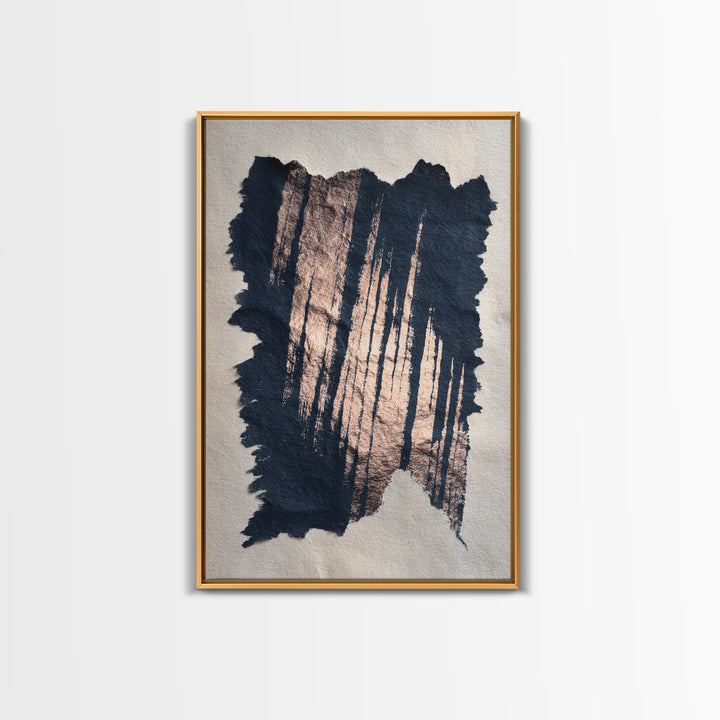 Layered Copper Ink Strokes on Dark Navy Canvas Print, Calligraphy Art, Prints, Living Room Decor, Script, Bedroom Wall Decor, CAL-2x3-86