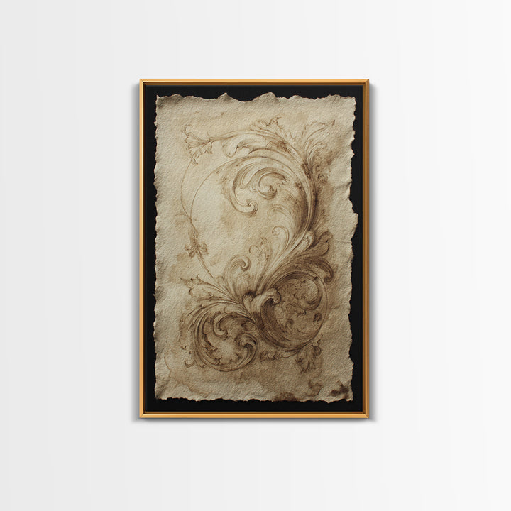 Baroque Scrollwork Made from Looping Pen Strokes Canvas Print, Calligraphy Art, Gallery Decor, Living Room Decor, Script, CAL-2x3-92