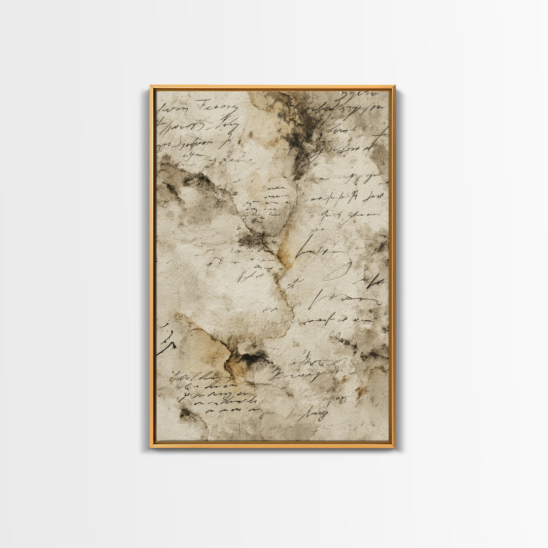Romantic Handwritten Marks Without Readable Words Canvas Print, Calligraphy Art, Living Room Wall Art, Living Room Decor, CAL-2x3-95