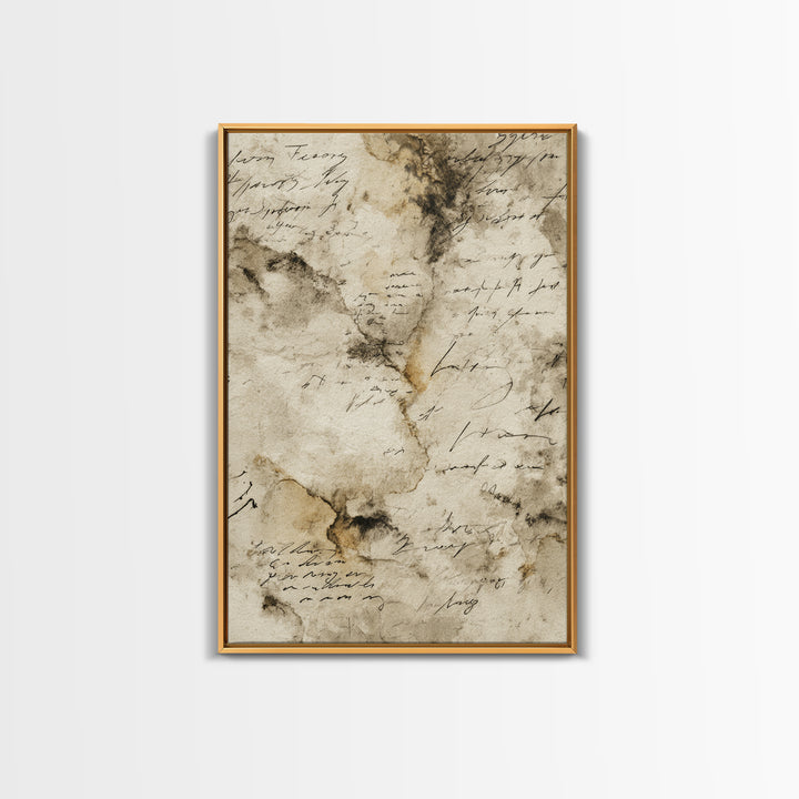 Romantic Handwritten Marks Without Readable Words Canvas Print, Calligraphy Art, Living Room Wall Art, Living Room Decor, CAL-2x3-95