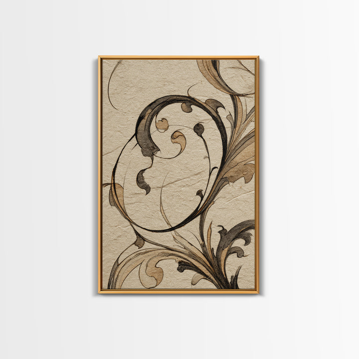 Ornamental Frame of Flourished Pen Curves Framed Canvas Print, Calligraphy Art, Wall Decor, Living Room Decor, Fine Art, Script, CAL-2x3-98
