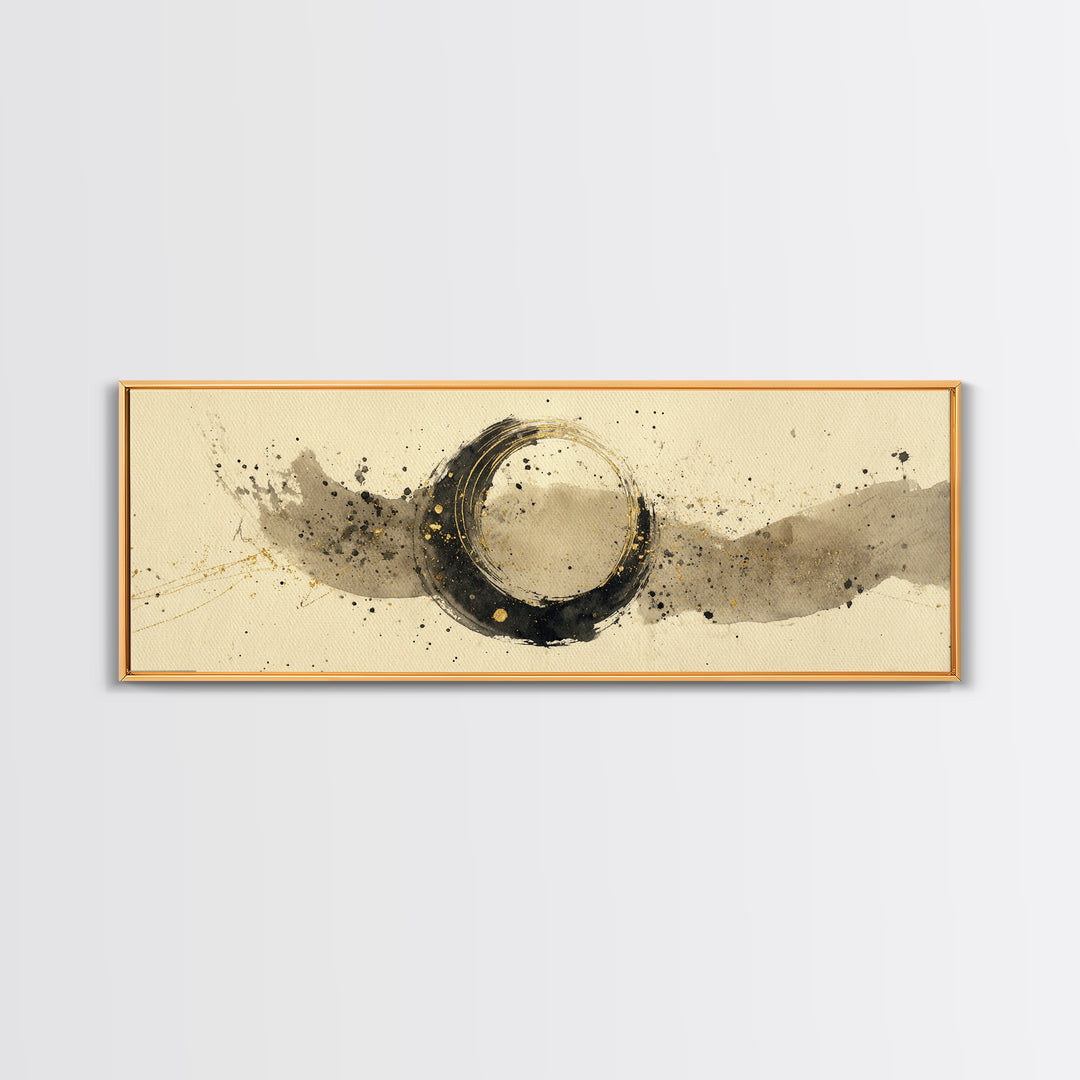 Crescent Moon Made from Elegant Ink Swashes Canvas Print, Calligraphy Art, Digital Print, Living Room Decor, Fine Art, Script, CAL-3x1-13