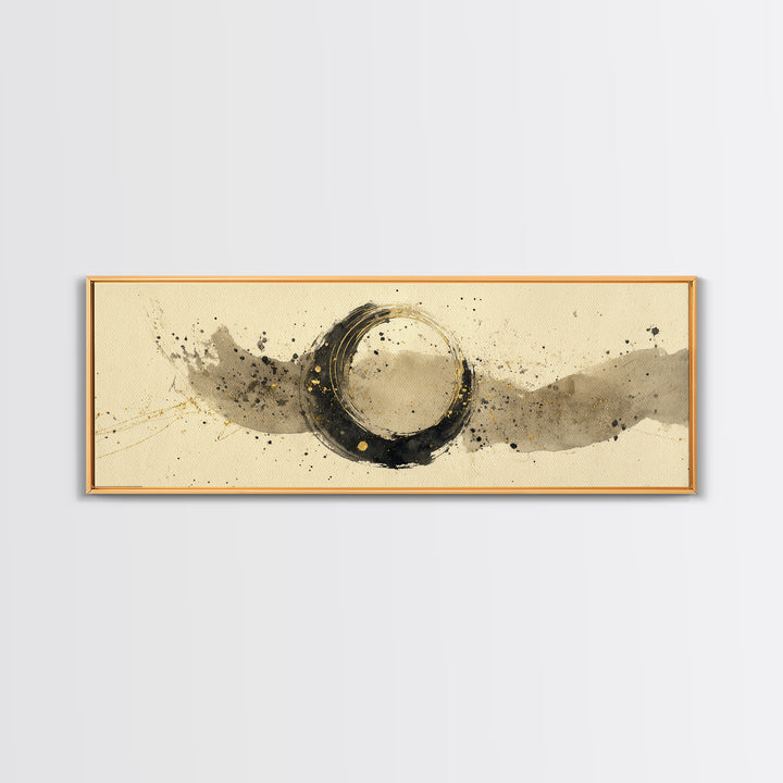 Crescent Moon Made from Elegant Ink Swashes Canvas Print, Calligraphy Art, Digital Print, Living Room Decor, Fine Art, Script, CAL-3x1-13