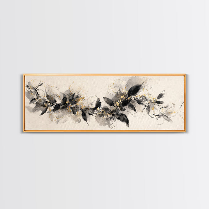 Botanical Calligraphy Pattern Canvas Print, Calligraphy Art, Quote Wall Art, Living Room Decor, Watercolor Art, Script, CAL-3x1-14