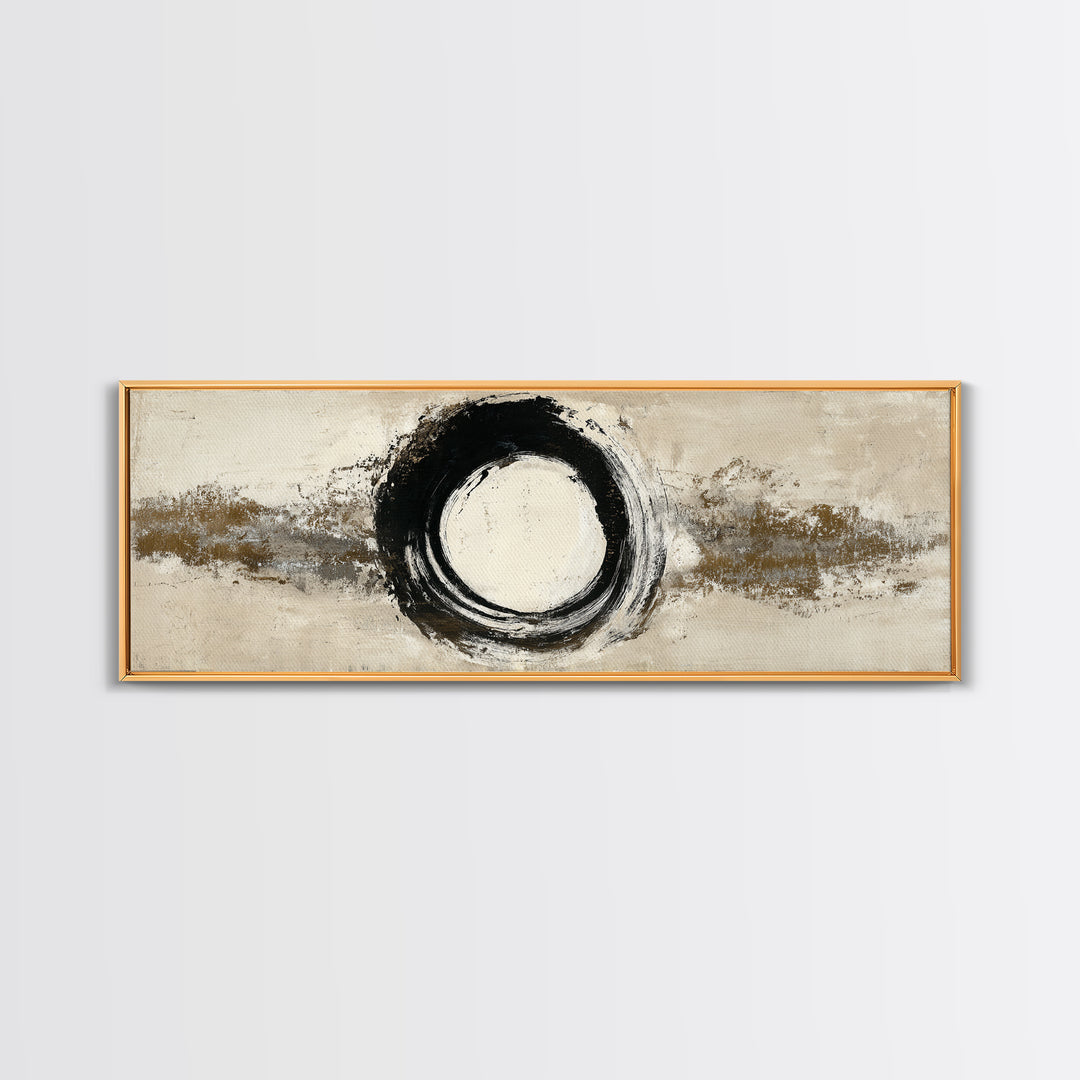 Japanese Brush Mark Circle Canvas Print, Calligraphy Art, Japanese Decor, Living Room Decor, Fine Art, Script, Art Print, CAL-3x1-20