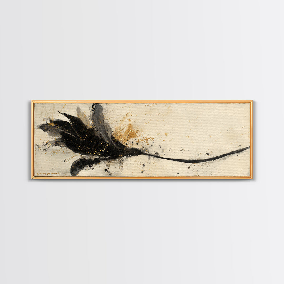 Single Elegant Flourish Shaped Like a Flower Canvas Print, Calligraphy Art, Bedroom Wall Decor, Living Room Decor, Script, CAL-3x1-21