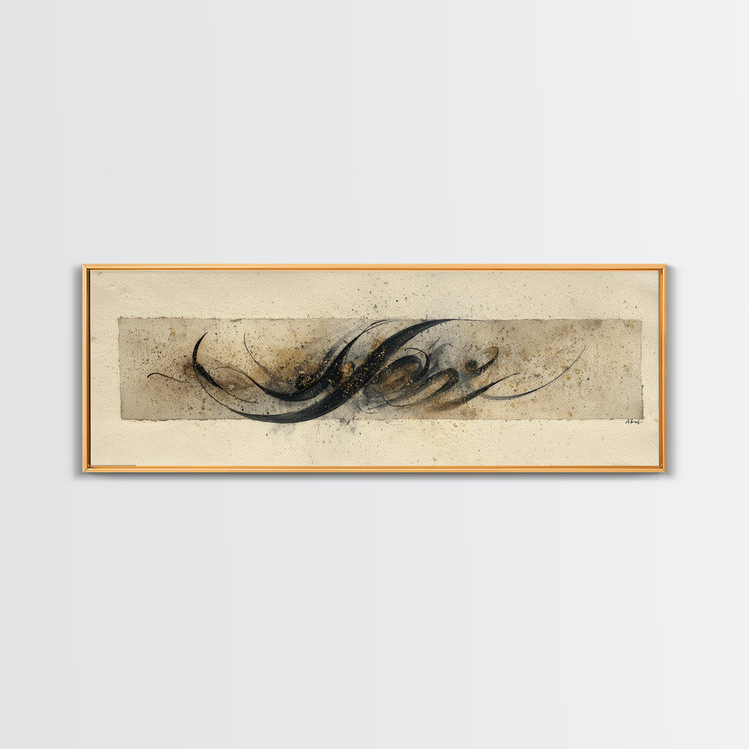 Ornamental Frame of Flourished Pen Curves Canvas Print, Calligraphy Art, Print, Living Room Decor, Fine Art, Script, Custom Art, CAL-3x1-34