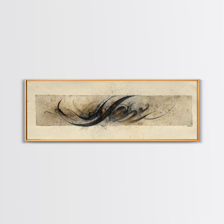 Ornamental Frame of Flourished Pen Curves Canvas Print, Calligraphy Art, Print, Living Room Decor, Fine Art, Script, Custom Art, CAL-3x1-34