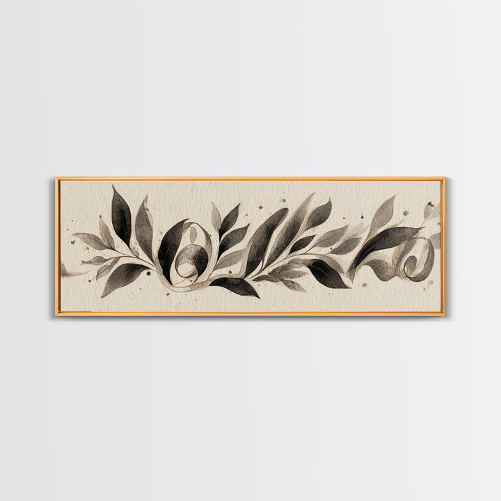 Botanical Calligraphy Pattern Canvas Print, Calligraphy Art, Printable, Living Room Decor, Oil Painting, Script, Watercolor Art, CAL-3x1-38