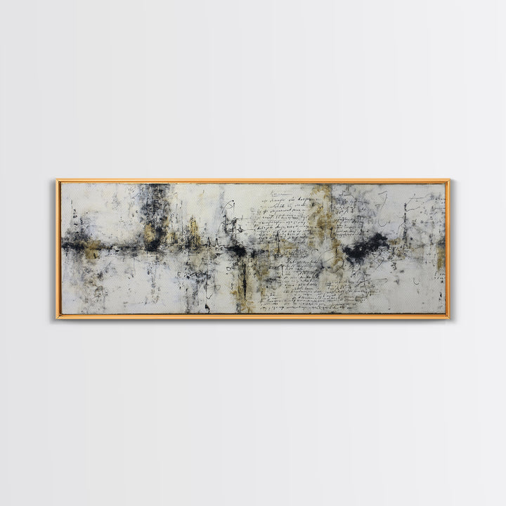 Romantic Handwritten Marks Without Readable Words Canvas Print, Calligraphy Art, Contemporary Art, Living Room Decor, Script, CAL-3x1-55