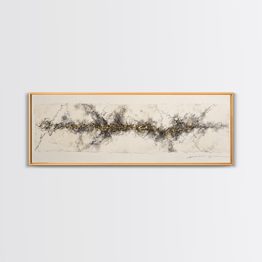 Ornamental Frame of Flourished Pen Curves Framed Canvas Print, Calligraphy Art, Calligraphy, Living Room Decor, Script, CAL-3x1-58
