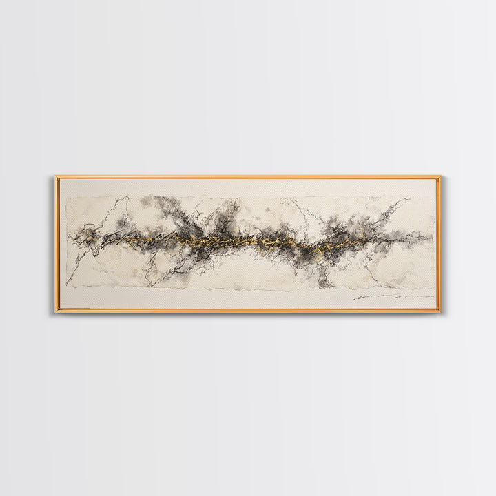 Ornamental Frame of Flourished Pen Curves Framed Canvas Print, Calligraphy Art, Calligraphy, Living Room Decor, Script, CAL-3x1-58