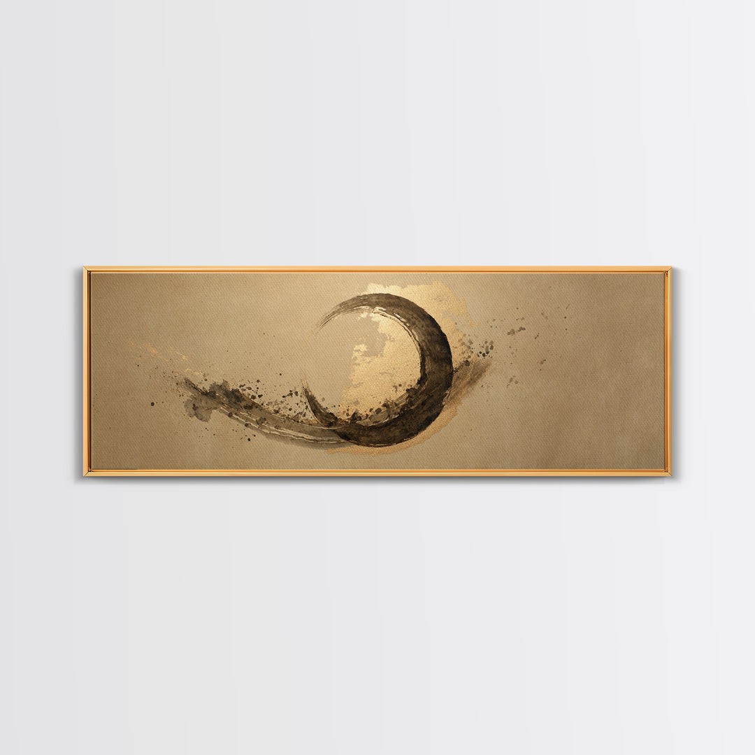 Crescent Moon Made from Elegant Ink Swashes Canvas Print, Calligraphy Art, Minimalist Wall Art, Living Room Decor, Script, CAL-3x1-85