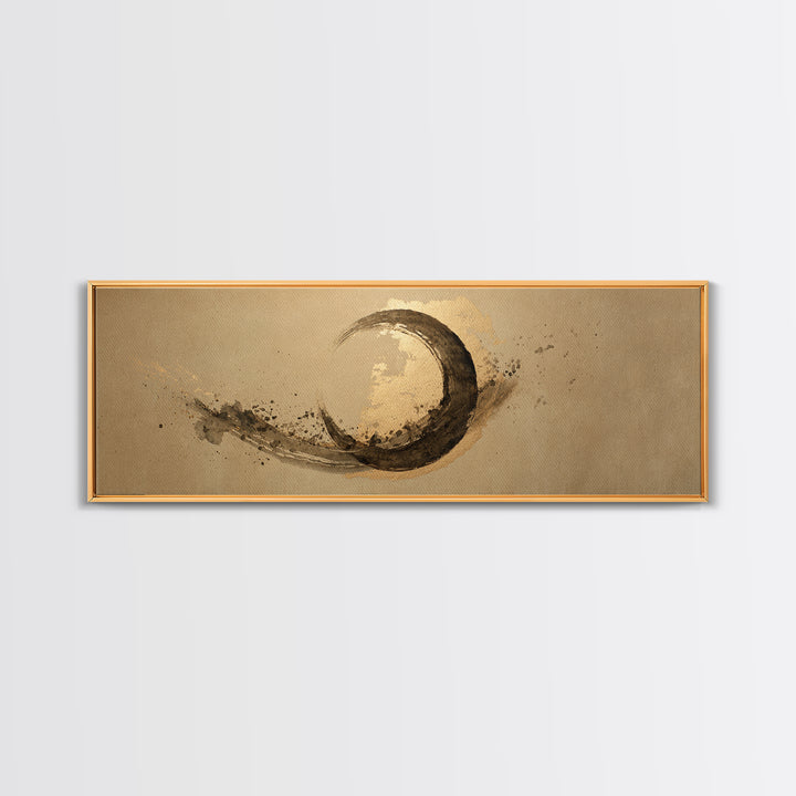 Crescent Moon Made from Elegant Ink Swashes Canvas Print, Calligraphy Art, Minimalist Wall Art, Living Room Decor, Script, CAL-3x1-85
