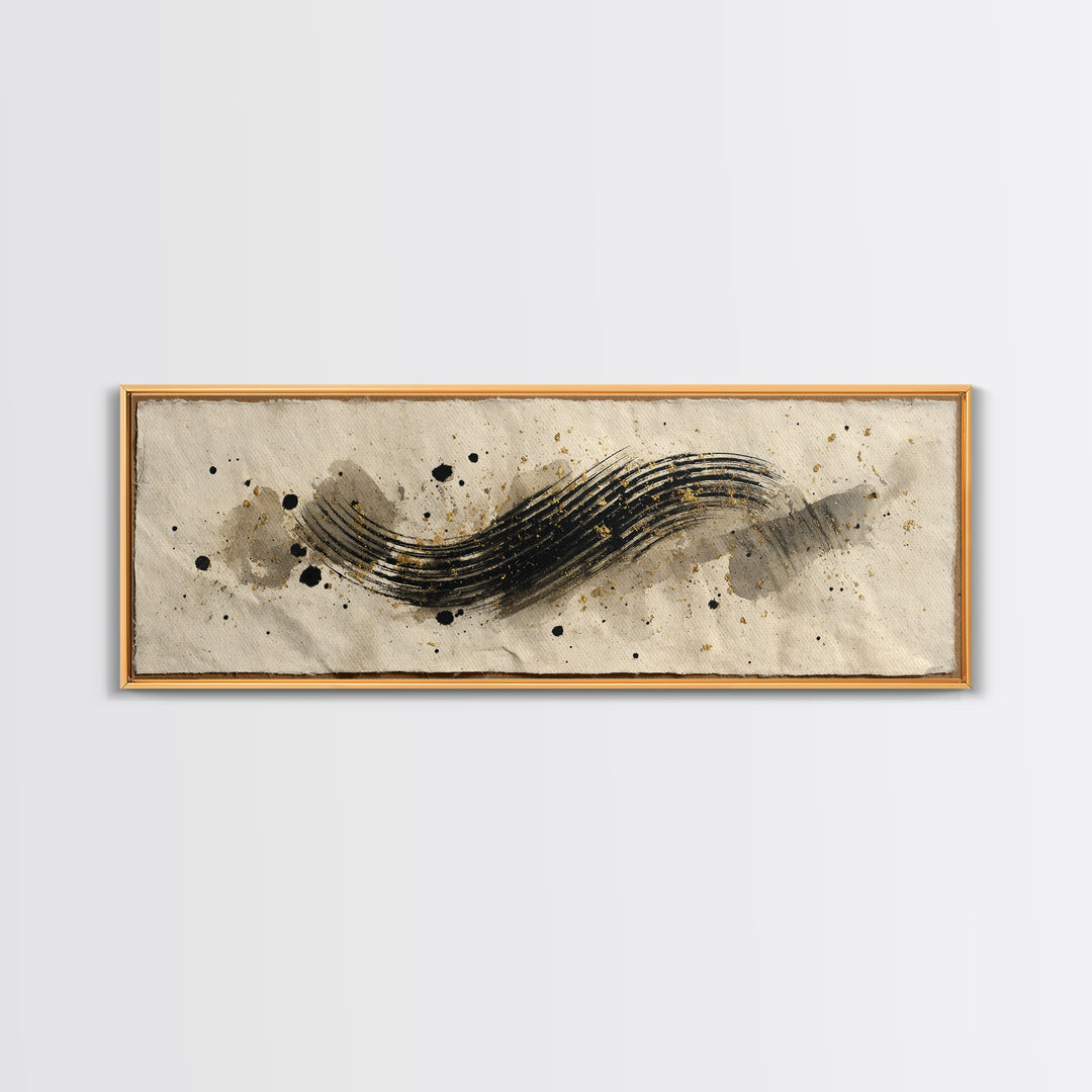 Abstract Prayer Flag of Brush Marks Framed Canvas Print, Calligraphy Art, Print, Living Room Decor, Fine Art, Script, CAL-3x1-87